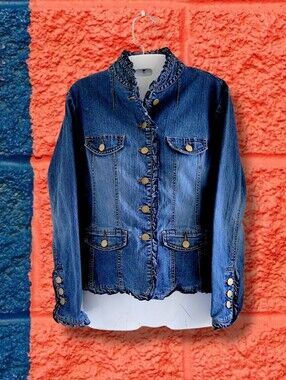 Style & Co | NWOT Blue Denim Ruffle Trim Jacket (SIZE MP)